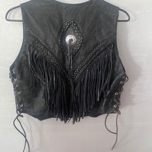 Leather moto vest